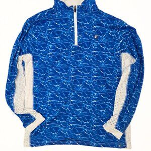 White Water Quarter Zip Water Pattern Blue Pullover